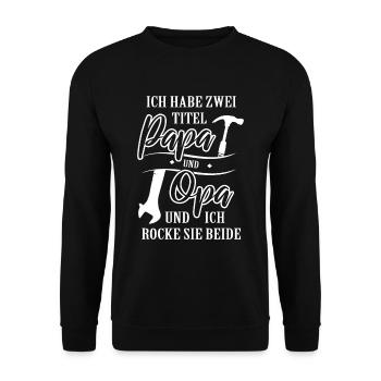 Two titles Papa Grandpa - Unisex Sweatshirt - black - Front - Alina (178cm) & Michal (187cm)