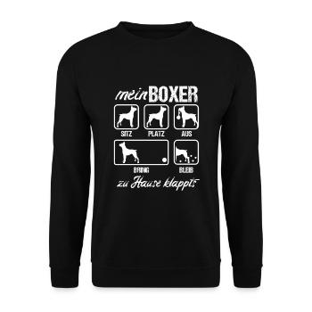 Boxer Hund Hundehalter Hundefreund Hunde Geschenk - Unisex Pullover - Schwarz - Vorne - Alina (178cm) & Michal (187cm)