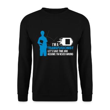 Transfusionsmedizener - Unisex Pullover - Schwarz - Vorne - Alina (178cm) & Michal (187cm)