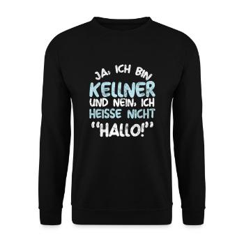 Ich Bin Kellner Kellnerin Gastronomie Geschenk - Unisex Pullover - Schwarz - Vorne - Alina (178cm) & Michal (187cm)