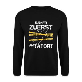 Polizist Tatort Polizei Polizistin Haft Geschenk - Unisex Pullover - Schwarz - Vorne - Alina (178cm) & Michal (187cm)
