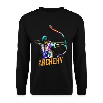 Bogenschießen Geschenk - Unisex Pullover - Schwarz - Vorne - Alina (178cm) & Michal (187cm)