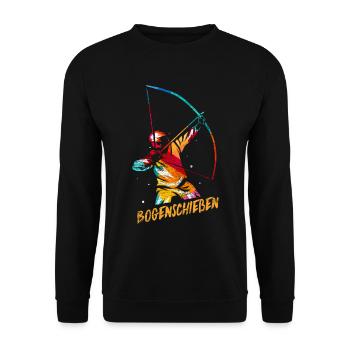 Bogenschießen Geschenk - Unisex Pullover - Schwarz - Vorne - Alina (178cm) & Michal (187cm)