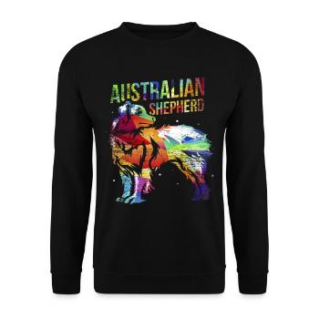 Australian Shepherd Geschenk - Unisex Pullover - Schwarz - Vorne - Alina (178cm) & Michal (187cm)