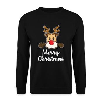 Rentier Weihnachten - Unisex Pullover - Schwarz - Vorne - Alina (178cm) & Michal (187cm)