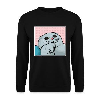Chat foldex - Sweat-shirt Unisexe - noir - Devant - Alina (178cm) & Michal (187cm)