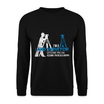 Vermessungstechniker Geschenk - Unisex Pullover - Schwarz - Vorne - Alina (178cm) & Michal (187cm)