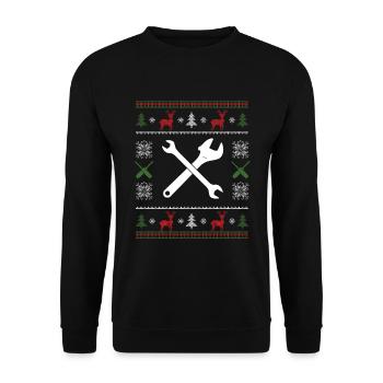Weihnachtsgeschenk Bester Mechaniker Geschenk - Unisex Pullover - Schwarz - Vorne - Alina (178cm) & Michal (187cm)