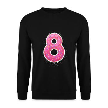 8. Geburtstag Süß Pink Donut Geschenk - Unisex Pullover - Schwarz - Vorne - Alina (178cm) & Michal (187cm)