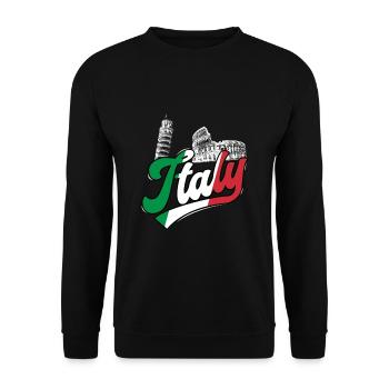 Italy Colosseum Leaning Tower of Pisa - Unisex Sweatshirt - black - Front - Alina (178cm) & Michal (187cm)
