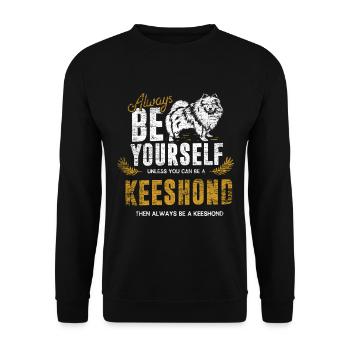 Keeshond Geschenk - Unisex Pullover - Schwarz - Vorne - Alina (178cm) & Michal (187cm)