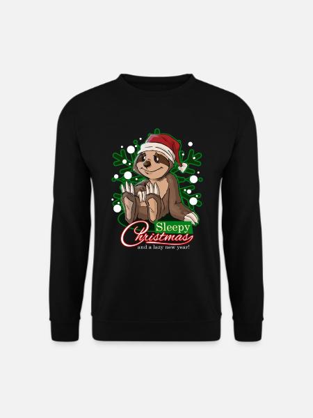 Faultier Weihnachtsmann Weihnachten Geschenk - Unisex Pullover - Schwarz