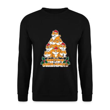 Shiba Weihnachtsbaum - Unisex Pullover - Schwarz - Vorne - Alina (178cm) & Michal (187cm)