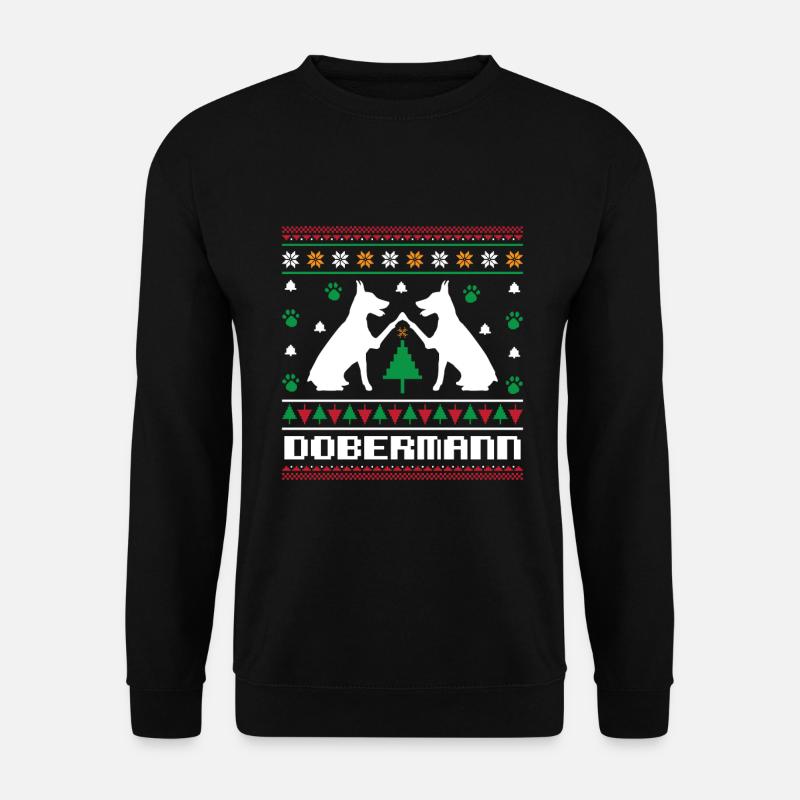 Modèle de tricot de Noël Doberman Noël laid - Sweat-shirt Unisexe - noir