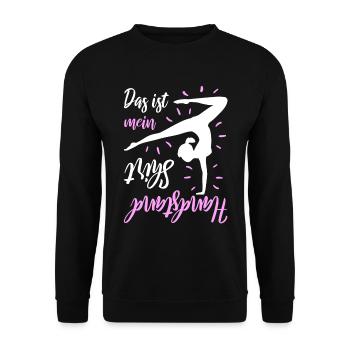 Das Ist Mein Handstand Shirt - Unisex Pullover - Schwarz - Vorne - Alina (178cm) & Michal (187cm)