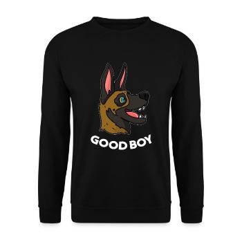 Malinois Hund - Unisex Pullover - Schwarz - Vorne - Alina (178cm) & Michal (187cm)
