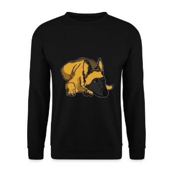 Malinois Hund - Unisex Pullover - Schwarz - Vorne - Alina (178cm) & Michal (187cm)