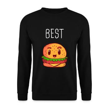 Best Friends Burger Pommes Teil 1 - Unisex Pullover - Schwarz - Vorne - Alina (178cm) & Michal (187cm)