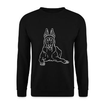 Malinois Hund Geschenk - Unisex Pullover - Schwarz - Vorne - Alina (178cm) & Michal (187cm)