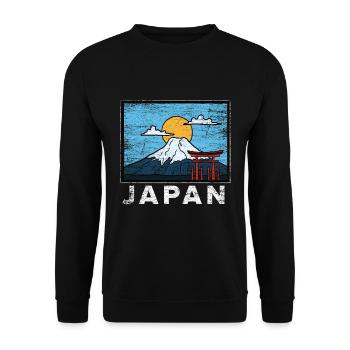 Japan Berg Fuji Geschenk - Unisex Pullover - Schwarz - Vorne - Alina (178cm) & Michal (187cm)