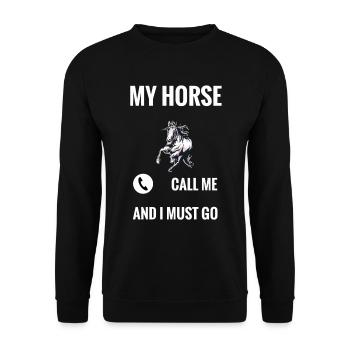 Pferd - Unisex Pullover - Schwarz - Vorne - Alina (178cm) & Michal (187cm)