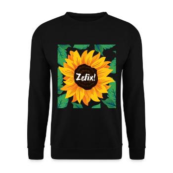 Zefix Sonnenblume - Unisex Pullover - Schwarz - Vorne - Alina (178cm) & Michal (187cm)