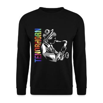 Tenorhorn Geschenk - Unisex Pullover - Schwarz - Vorne - Alina (178cm) & Michal (187cm)