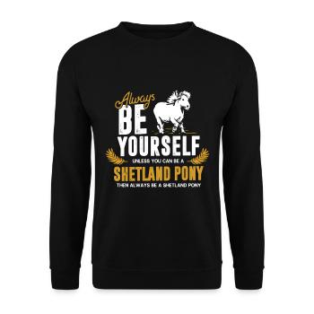 Shetlandpony - Unisex Pullover - Schwarz - Vorne - Alina (178cm) & Michal (187cm)