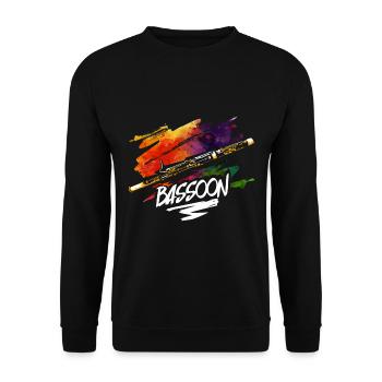 Fagottgeschenk - Unisex Pullover - Schwarz - Vorne - Alina (178cm) & Michal (187cm)