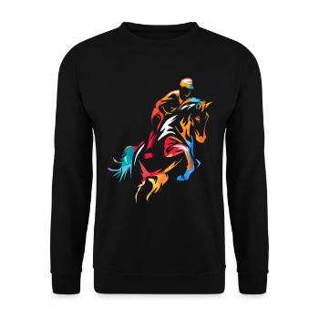 Springreiten Pferdesport Pferde - Unisex Pullover - Schwarz - Vorne - Alina (178cm) & Michal (187cm)