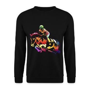 Springreiten Pferdesport Hürdenspringen - Unisex Pullover - Schwarz - Vorne - Alina (178cm) & Michal (187cm)