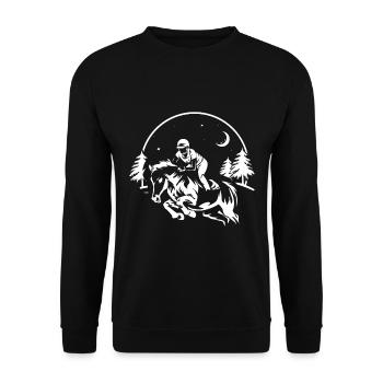 Pferdesport Springreiten Reitturnier - Unisex Pullover - Schwarz - Vorne - Alina (178cm) & Michal (187cm)