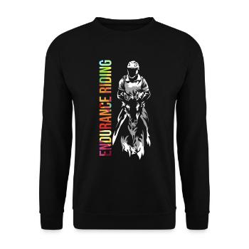 Cavalier de concours d'endurance - Sweat-shirt Unisexe - noir - Devant - Alina (178cm) & Michal (187cm)