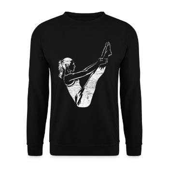 Pilates Übung - Unisex Pullover - Schwarz - Vorne - Alina (178cm) & Michal (187cm)