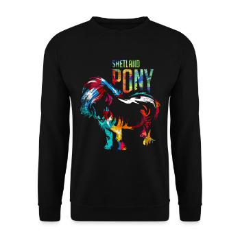 Shetlandpony Pferd - Unisex Pullover - Schwarz - Vorne - Alina (178cm) & Michal (187cm)