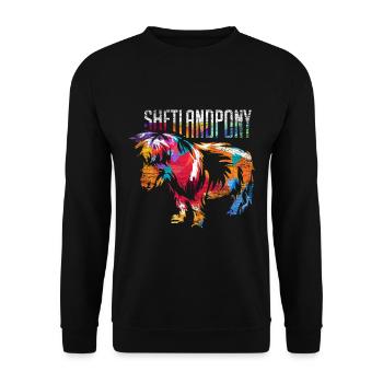 Shetlandpony - Unisex Pullover - Schwarz - Vorne - Alina (178cm) & Michal (187cm)