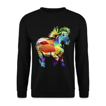 Shetlandpony Geschenk - Unisex Pullover - Schwarz - Vorne - Alina (178cm) & Michal (187cm)