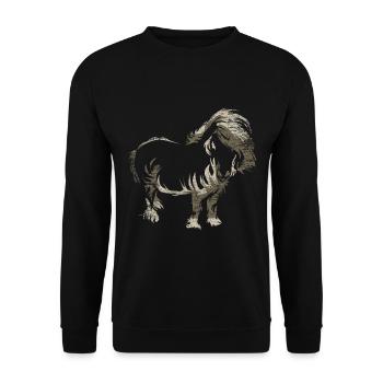 Shetlandpony Geschenk - Unisex Pullover - Schwarz - Vorne - Alina (178cm) & Michal (187cm)