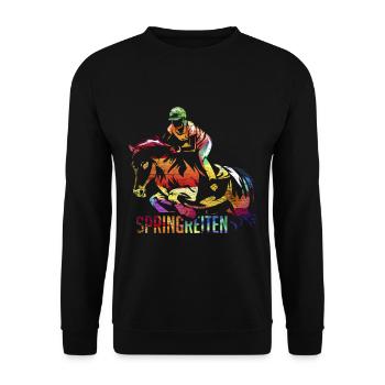 Springreiten Springreiter Geschenk - Unisex Pullover - Schwarz - Vorne - Alina (178cm) & Michal (187cm)