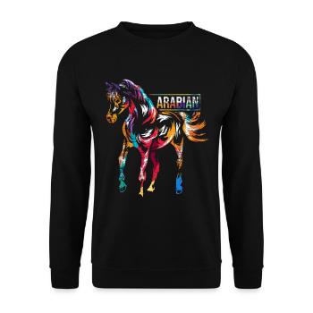 Araber Pferderasse - Unisex Pullover - Schwarz - Vorne - Alina (178cm) & Michal (187cm)