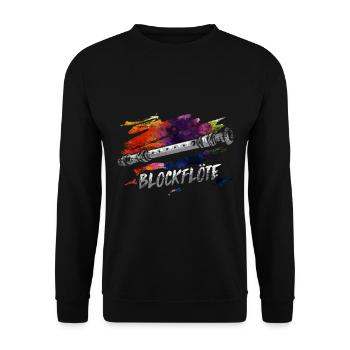 Blockflöte Flöte Geschenk - Unisex Pullover - Schwarz - Vorne - Alina (178cm) & Michal (187cm)