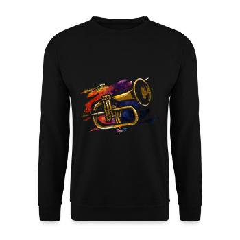 Flügelhorn Geschenk - Unisex Pullover - Schwarz - Vorne - Alina (178cm) & Michal (187cm)