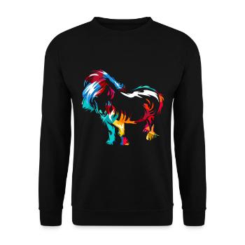 Shetlandpony Geschenk - Unisex Pullover - Schwarz - Vorne - Alina (178cm) & Michal (187cm)
