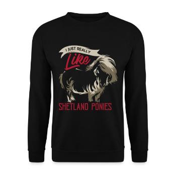 Shetlandpony - Unisex Pullover - Schwarz - Vorne - Alina (178cm) & Michal (187cm)