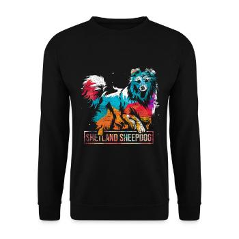 Shetland Chien de berger Cadeau - Sweat-shirt Unisexe - noir - Devant - Alina (178cm) & Michal (187cm)