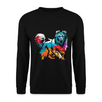 Shetland Chien de berger Cadeau - Sweat-shirt Unisexe - noir - Devant - Alina (178cm) & Michal (187cm)