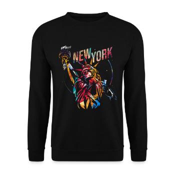 New York Statue of Liberty - Unisex Sweatshirt - black - Front - Alina (178cm) & Michal (187cm)