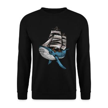 Whale ship shipping sailing ship - Unisex Sweatshirt - black - Front - Alina (178cm) & Michal (187cm)