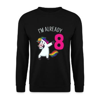 8. Unicorn Birthday - Unisex Sweatshirt - black - Front - Alina (178cm) & Michal (187cm)