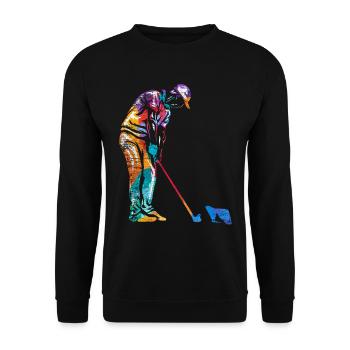 Minigolf Geschenk - Unisex Pullover - Schwarz - Vorne - Alina (178cm) & Michal (187cm)